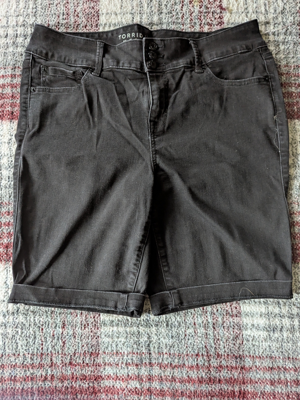 torrid Black Stretch Denim Bermuda Shorts
